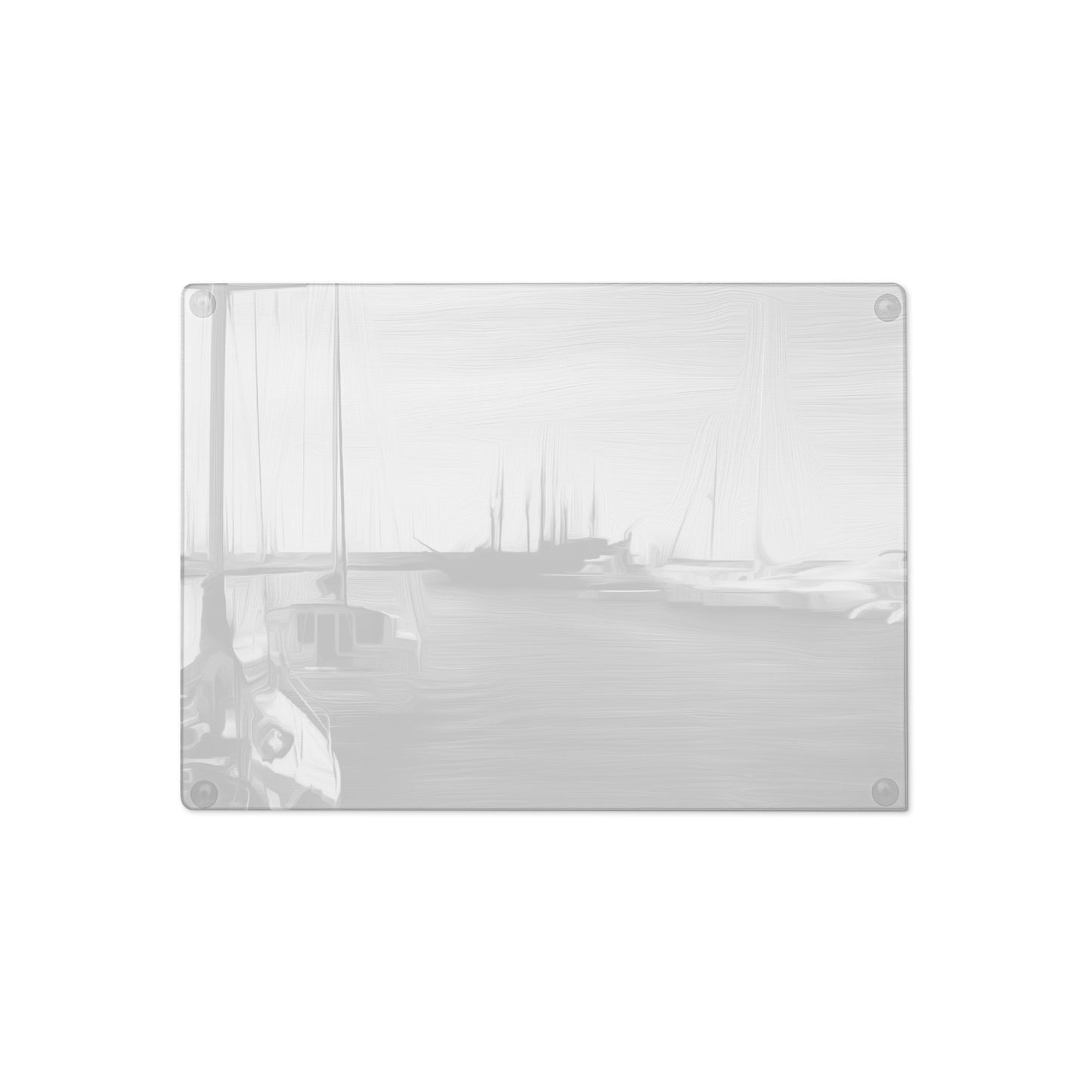 The Sleeping Yachts (at Night) - Glass Cutting Board