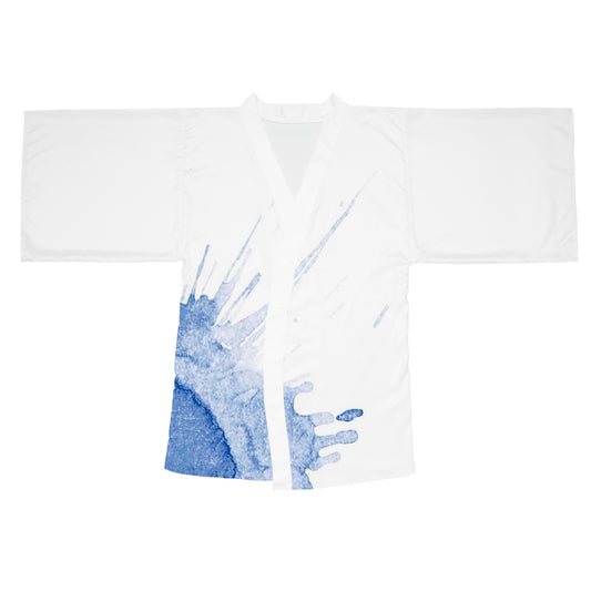 Watercolour Blue Splash - Womens Long Sleeve Kimono Robe - iSAW Company
