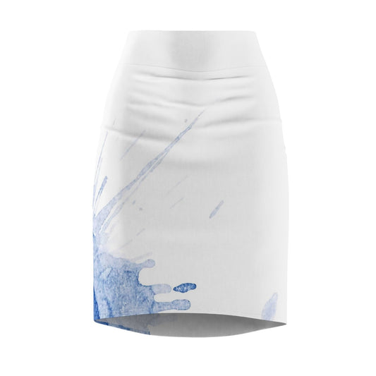 Watercolour Blue Splash - Womens Pencil Skirt - iSAW Company