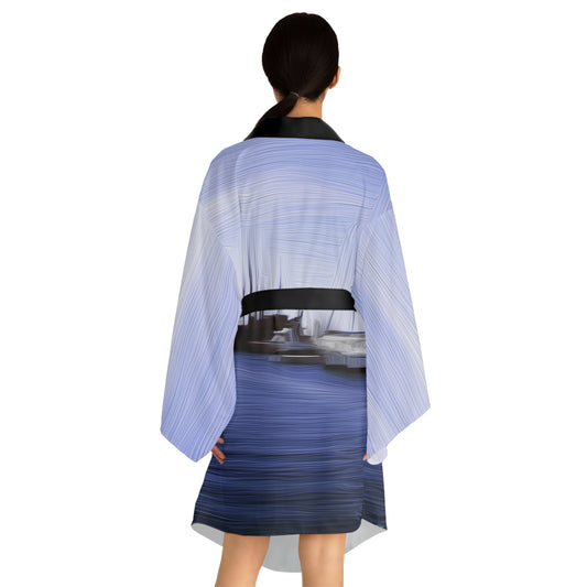 The Sleeping Yachts (at Afternoon) - Womens Long Sleeve Kimono Robe - iSAW Company