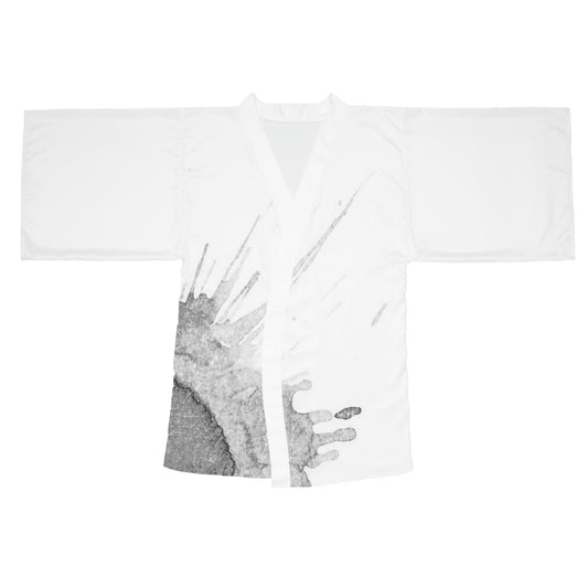 Watercolour Grey Splash - Womens Long Sleeve Kimono Robe - iSAW Company