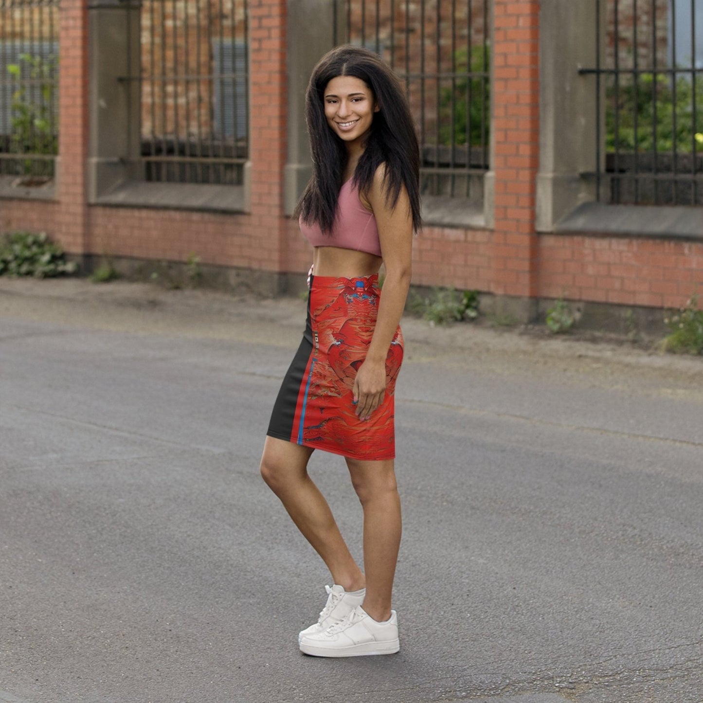 Half Black Half Hónghǎi - Womens Pencil Skirt - iSAW Company