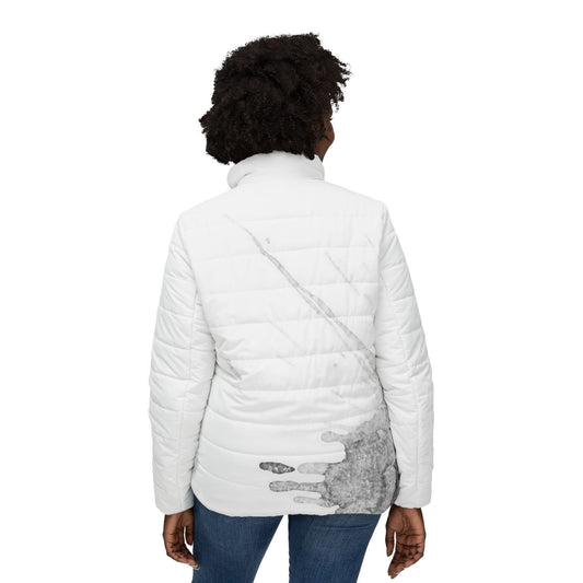 Watercolour Grey Splash - Womens Puffer Jacket - iSAW Company