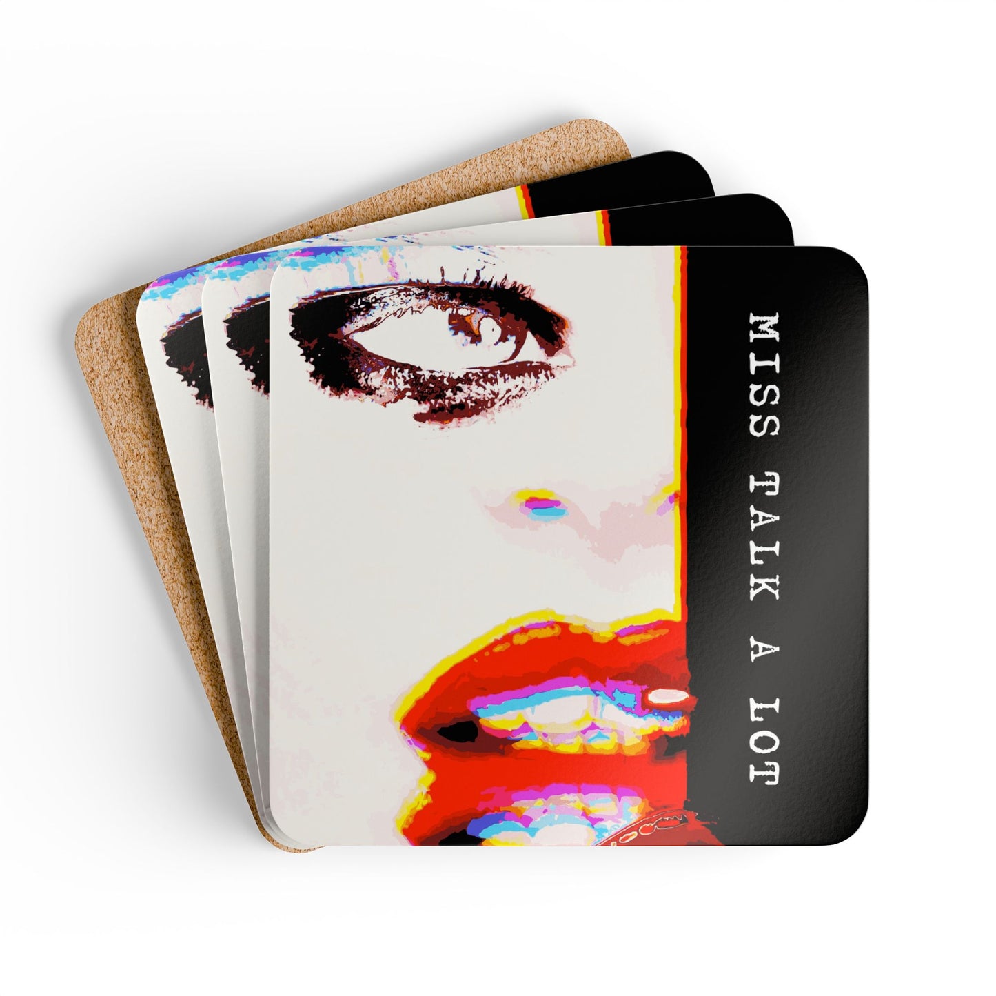 Miss Talk A Lot - Cork Back Coaster Set - iSAW Company