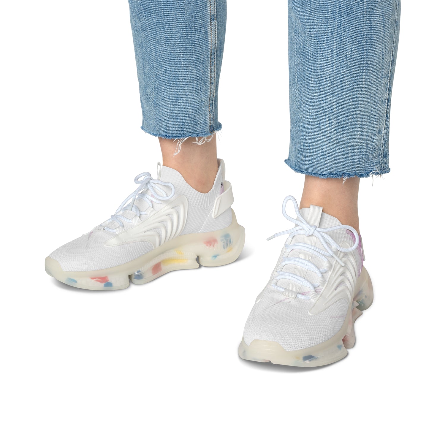 Watercolour Pink Splash - Womens Mesh Street Sneakers - iSAW Company