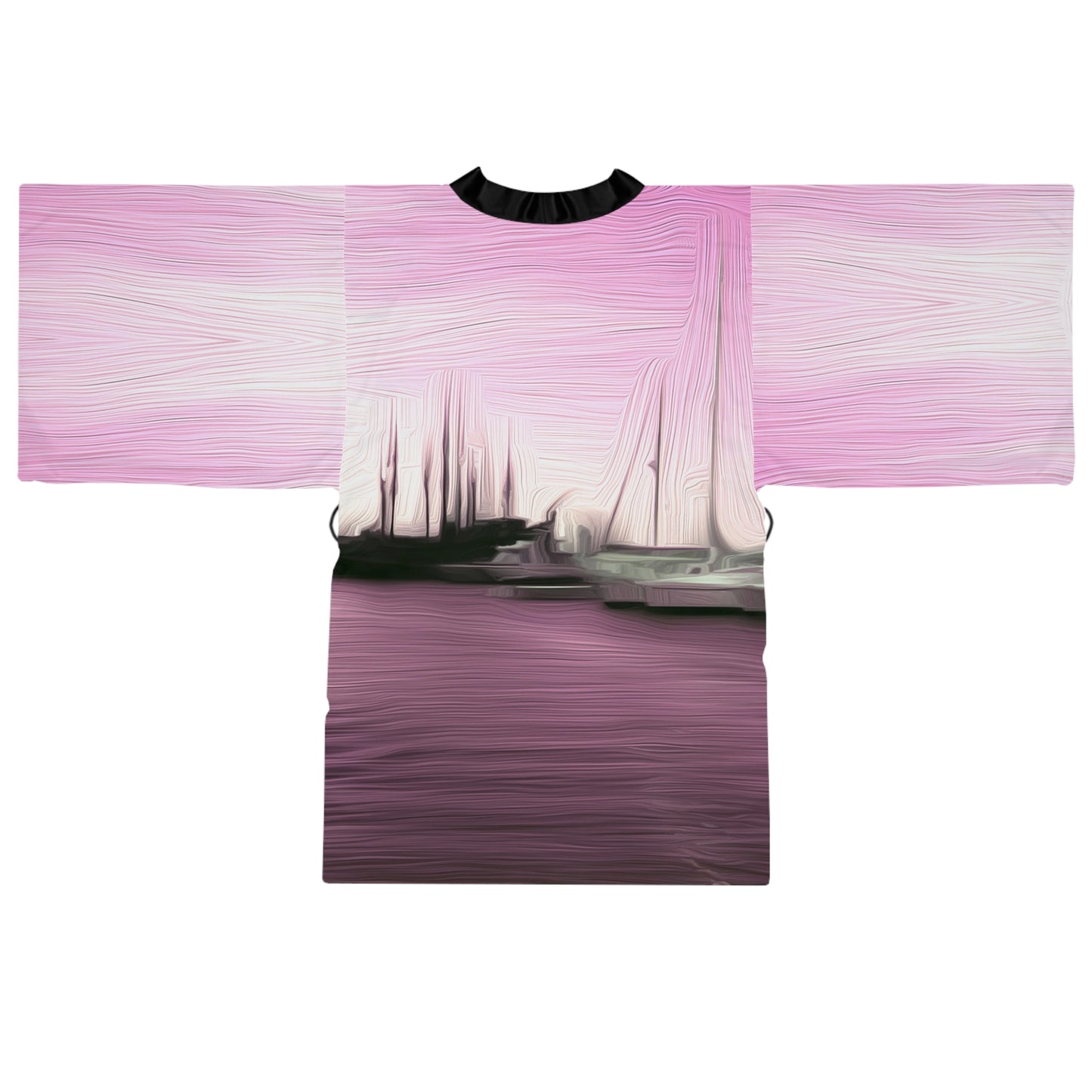 The Sleeping Yachts (at Evening) - Womens Long Sleeve Kimono Robe - iSAW Company