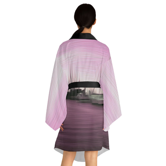 The Sleeping Yachts (at Evening) - Womens Long Sleeve Kimono Robe - iSAW Company