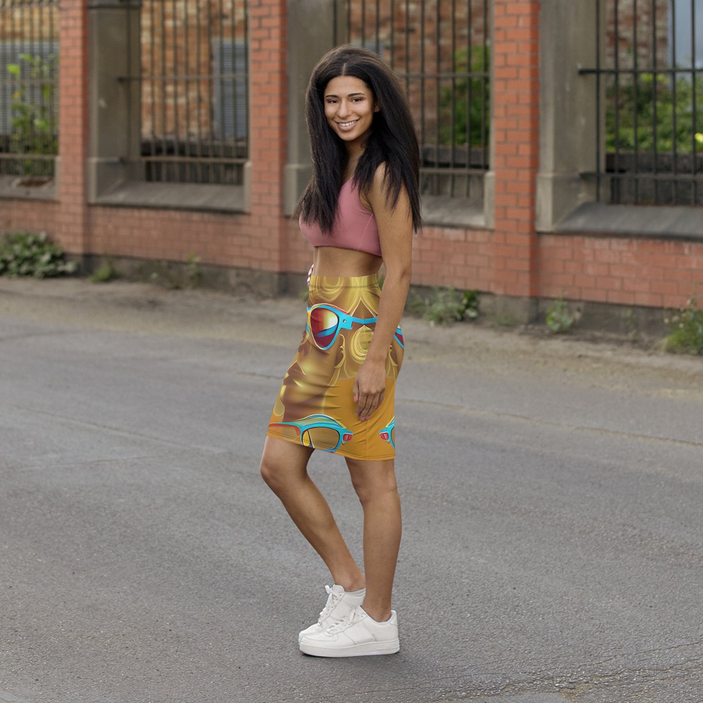 Retro Cool Orange - Womens Pencil Skirt - iSAW Company