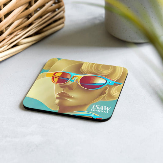 Retro Cool Blue - Cork Back Coaster - iSAW Company