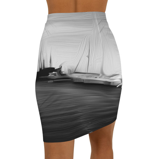 The Sleeping Yachts (at Night) - Womens Pencil Skirt - iSAW Company