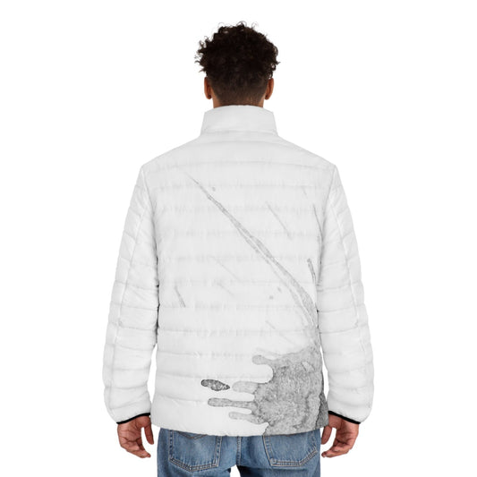 Watercolour Grey Splash - Mens Puffer Jacket - iSAW Company