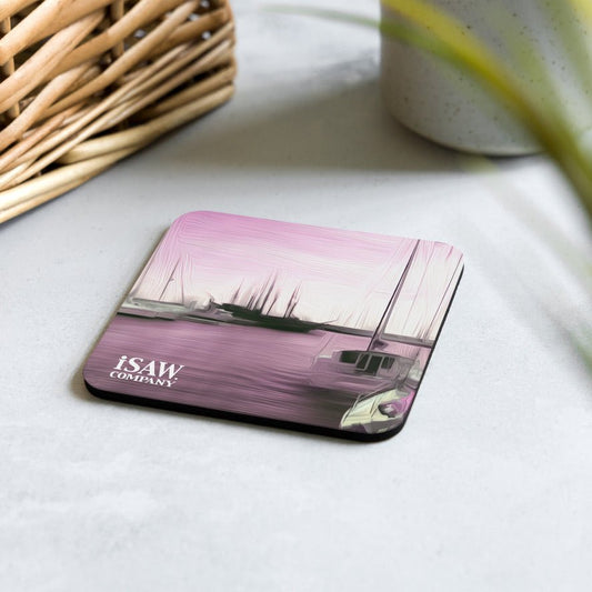 The Sleeping Yachts (at Evening) - Cork Back Coaster - iSAW Company