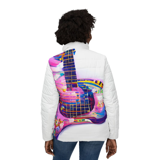 Hippie Guitar - Womens Puffer Jacket - iSAW Company