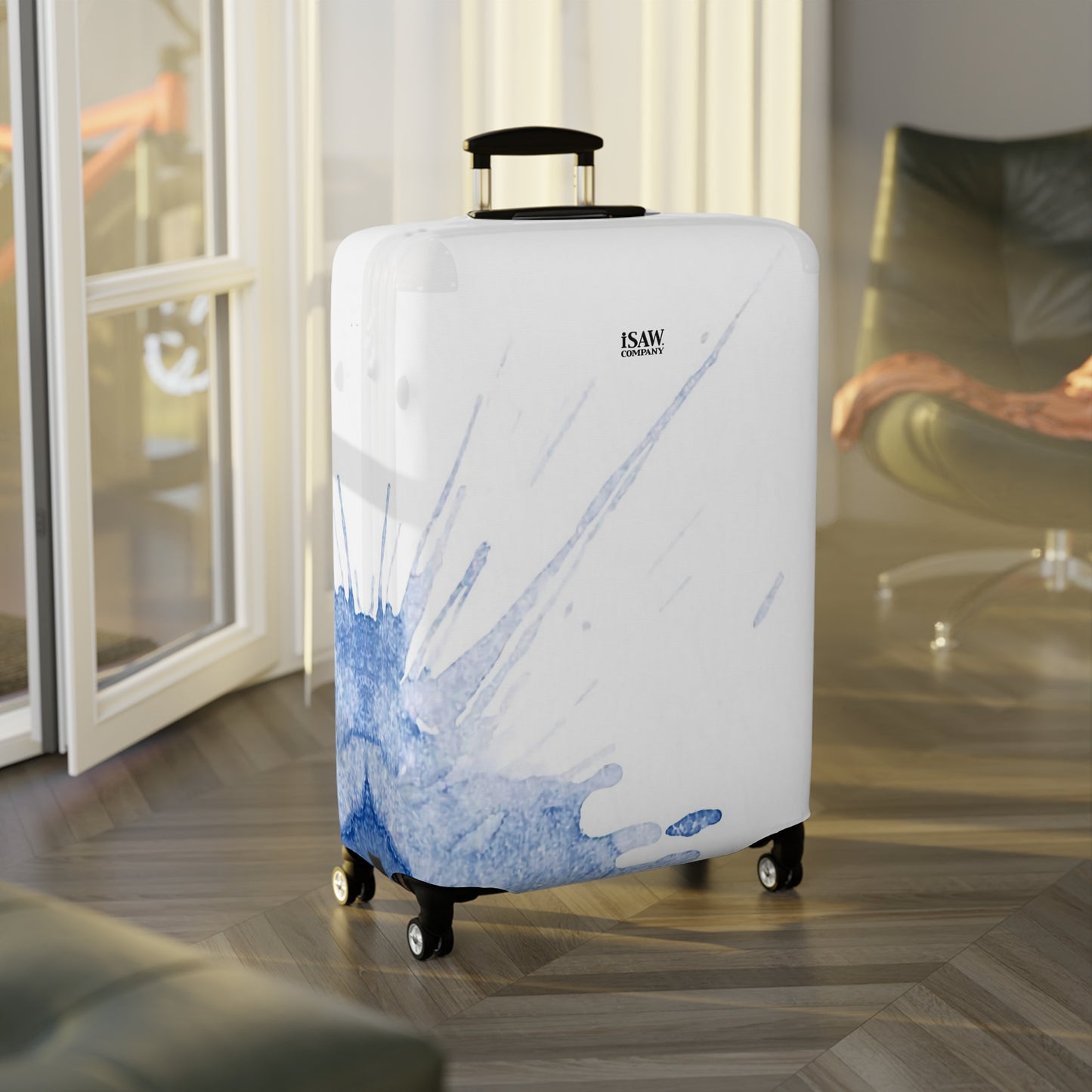 Watercolour Blue Splash – Protective Suitcase Cover - iSAW Company
