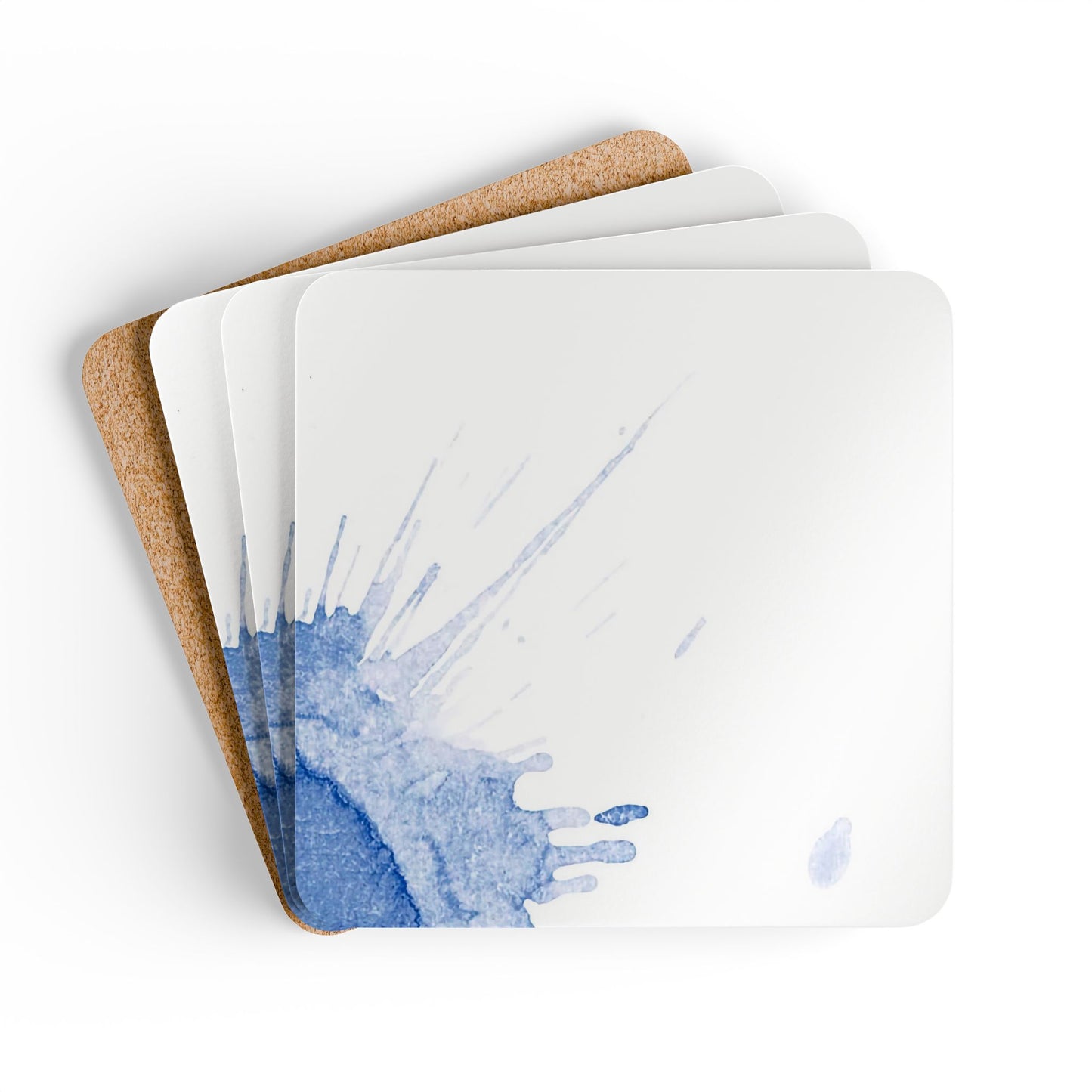 Watercolour Blue Splash - Cork Back Coaster Set - iSAW Company