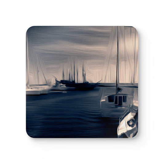 The Sleeping Yachts (at Sunrise) - Cork Back Coaster Set - iSAW Company