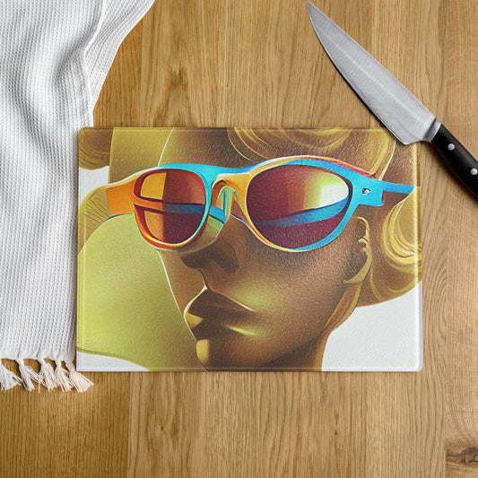 Retro Cool White - Glass Cutting Board
