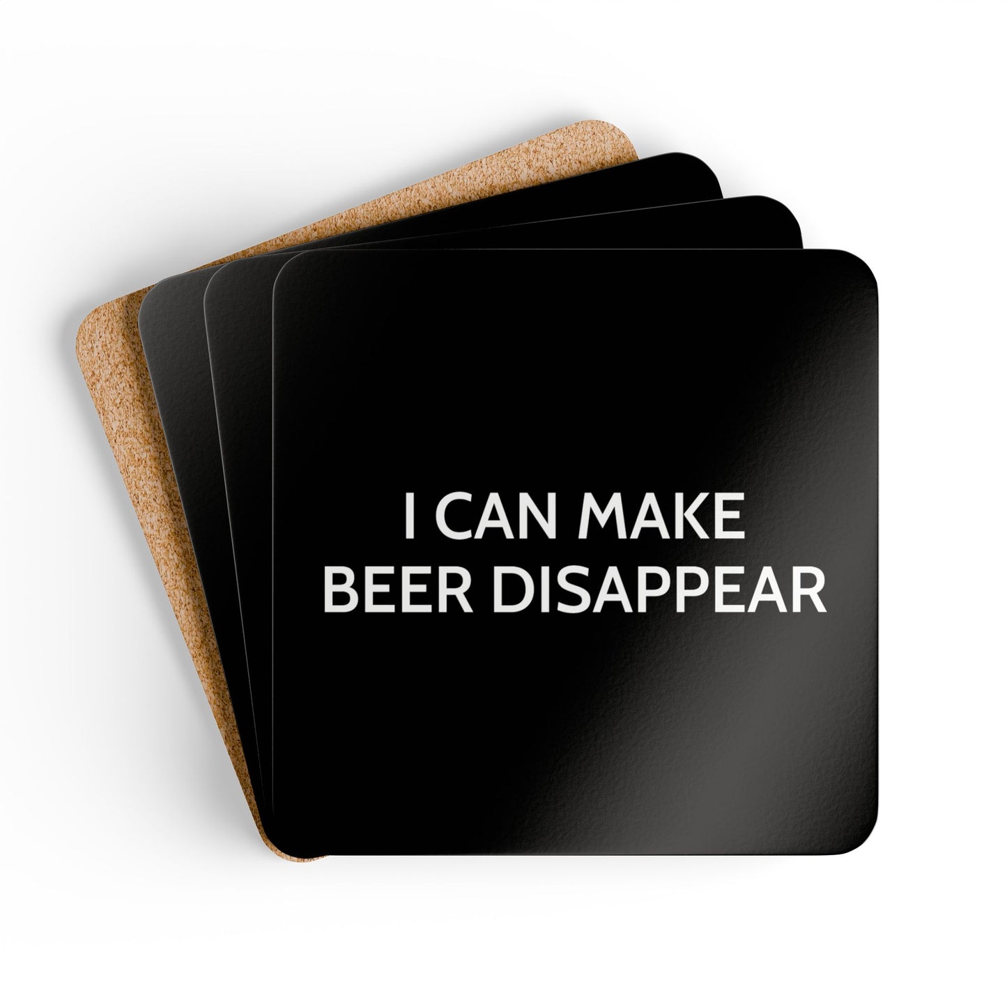I Can Make Beer Disappear - Black Cork Back Coaster Set - iSAW Company
