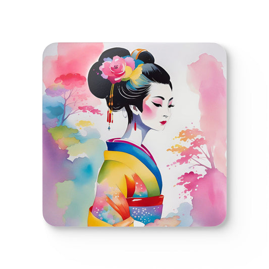 Geisha Girl - Cork Back Coaster Set - iSAW Company