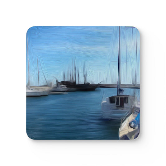 The Sleeping Yachts (at Morning) - Cork Back Coaster Set - iSAW Company