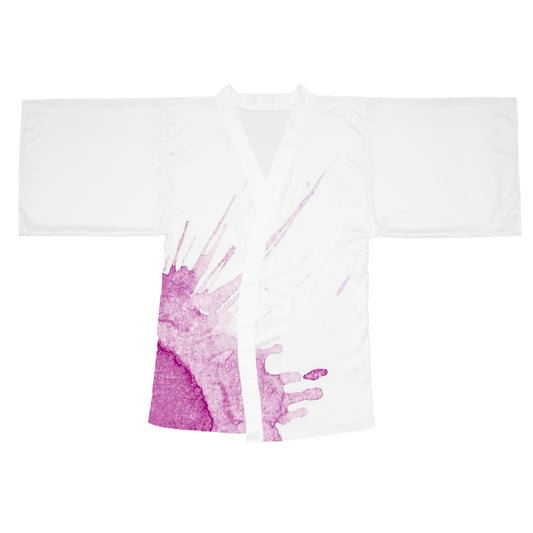 Watercolour Pink Splash - Womens Long Sleeve Kimono Robe - iSAW Company