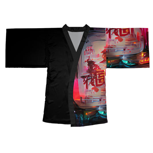 Half Black Half Báijiǔ - Womens Long Sleeve Kimono Robe - iSAW Company
