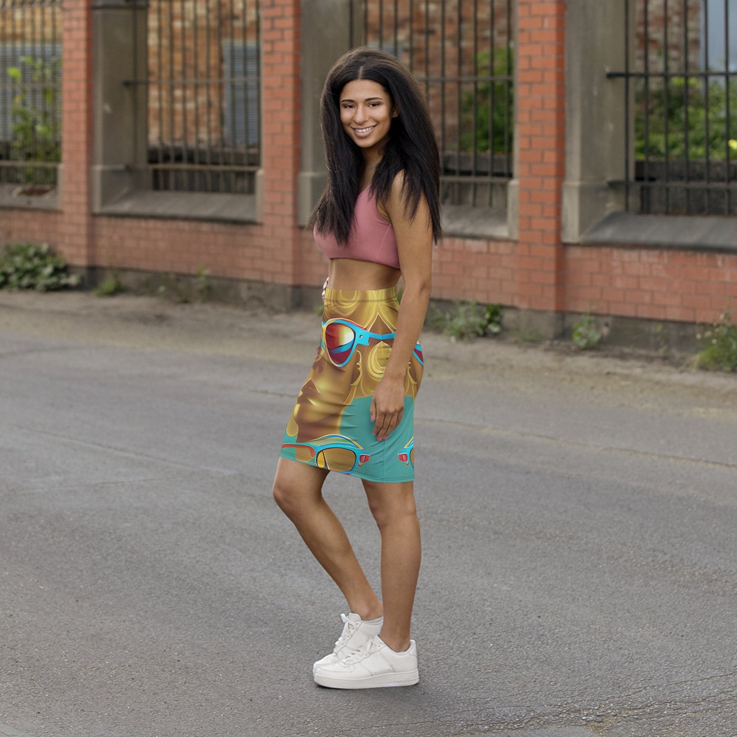 Retro Cool Blue - Womens Pencil Skirt - iSAW Company