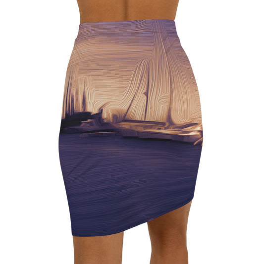 The Sleeping Yachts (at Sunset) - Womens Pencil Skirt - iSAW Company