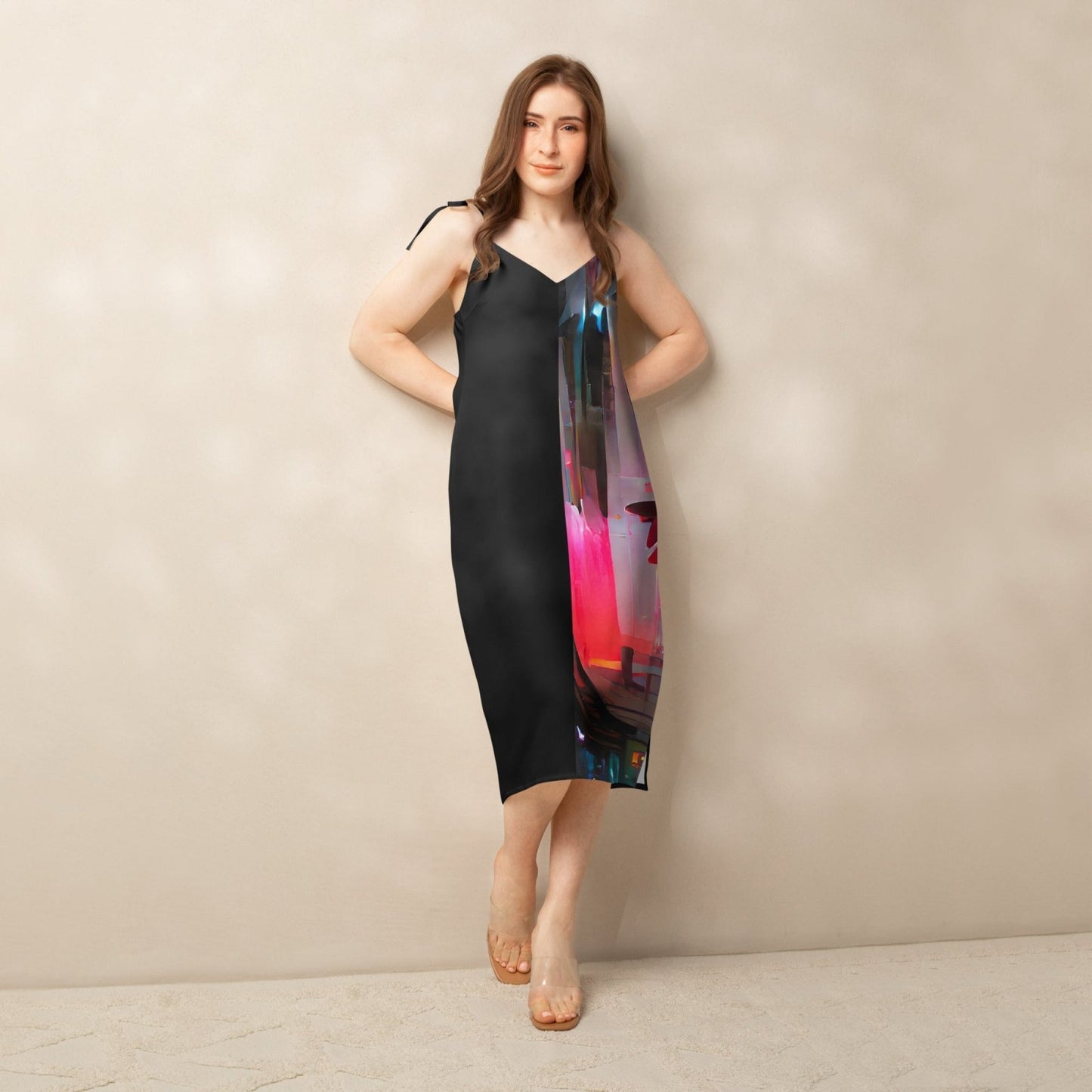 Half Black Half Báijiǔ - Womens Chiffon Slip Dress - iSAW Company