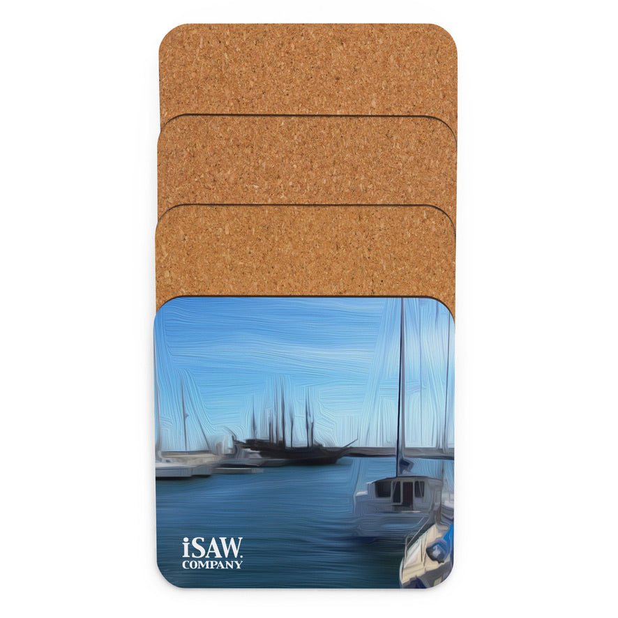 The Sleeping Yachts (at Morning) - Cork Back Coaster - iSAW Company