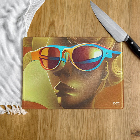 Retro Cool Orange - Glass Cutting Board - iSAW Company