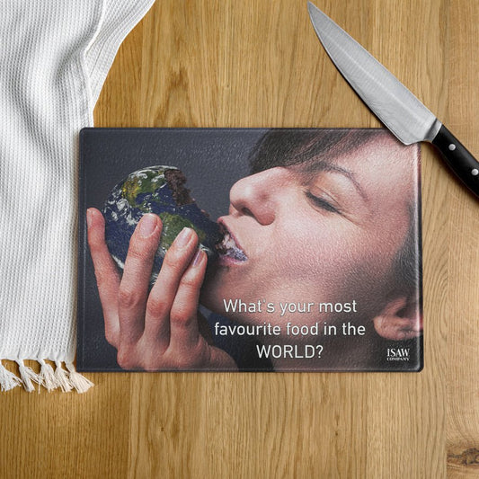 What's Your Most Favourite Food In The World - Glass Cutting Board - iSAW Company