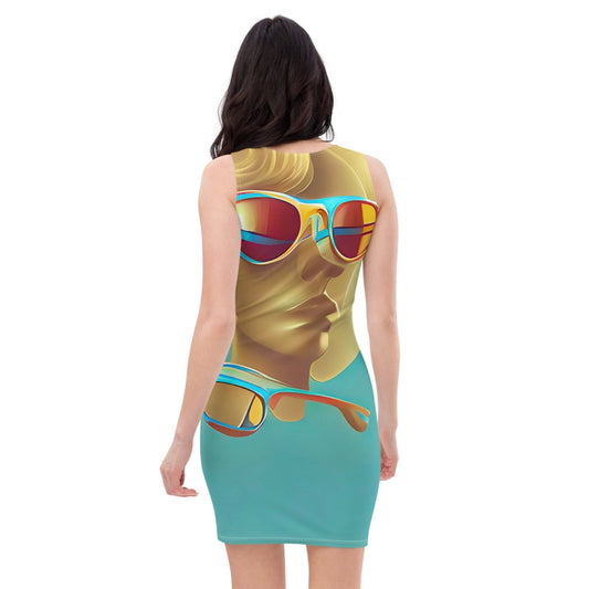 Retro Cool Blue - Womens Bodycon Dress - iSAW Company