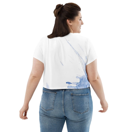 Watercolour Blue Splash - Womens Crop Tee - iSAW Company