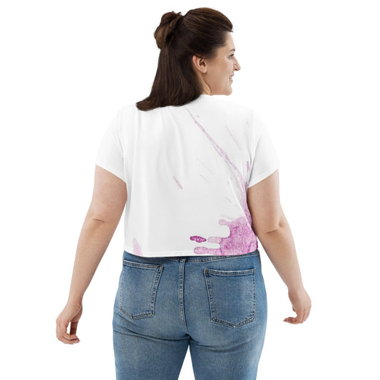 Watercolour Pink Splash - Womens Crop Tee - iSAW Company