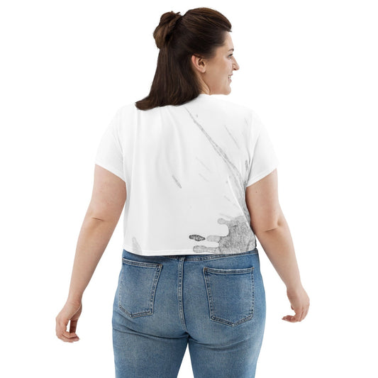Watercolour Grey Splash - Womens Crop Tee - iSAW Company