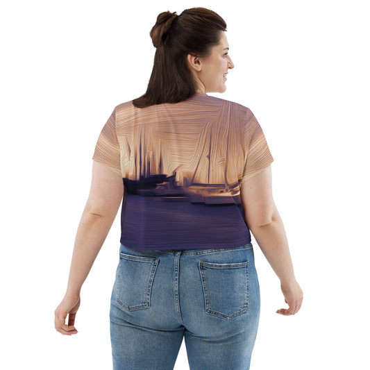 The Sleeping Yachts (at Sunset) - Womens Crop Tee - iSAW Company