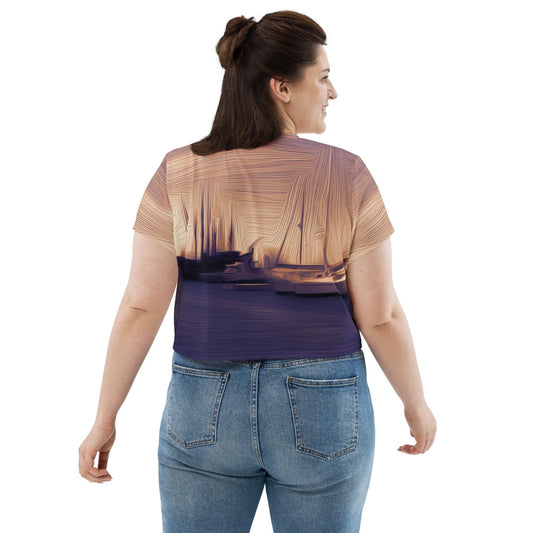 The Sleeping Yachts (at Sunset) - Womens Crop Tee - iSAW Company
