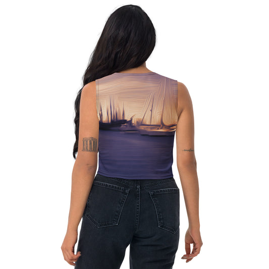 The Sleeping Yachts (at Sunset) - Womens Crop Top - iSAW Company