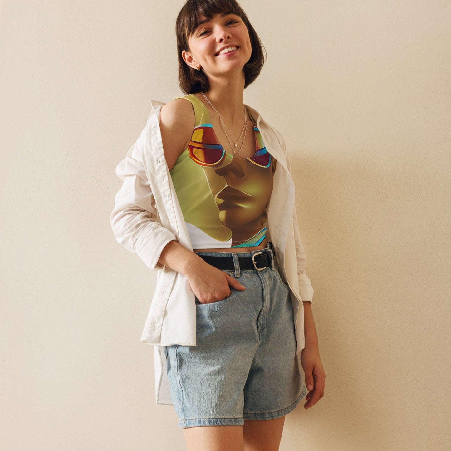 Retro Cool White - Womens Crop Top - iSAW Company