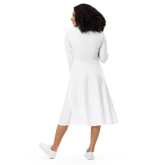 iSAW Womens White Long Sleeve Midi Dress - iSAW Company