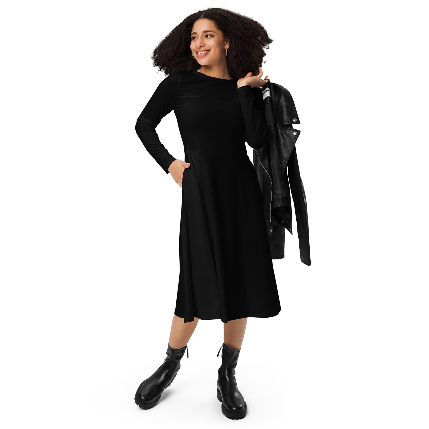 iSAW Womens Black Long Sleeve Midi Dress - iSAW Company