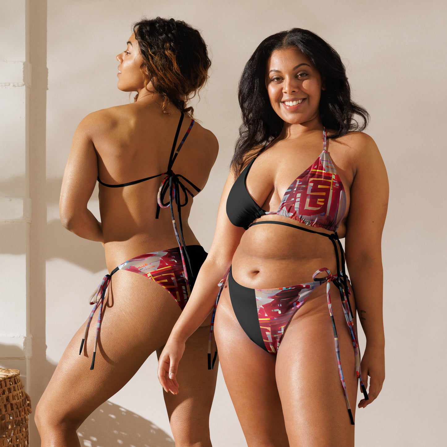 Half Black Half Báijiǔ - Womens String Bikini - iSAW Company