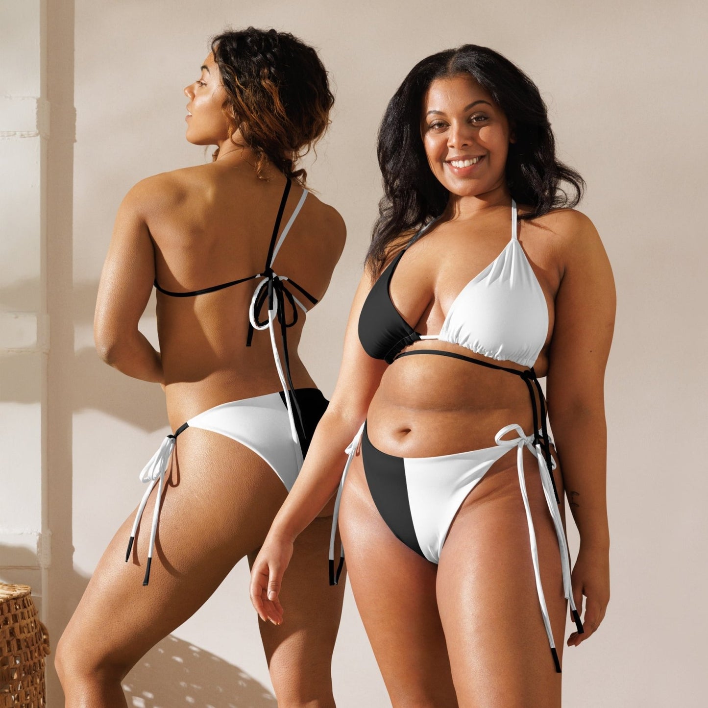 Half Black Half White - Womens String Bikini - iSAW Company