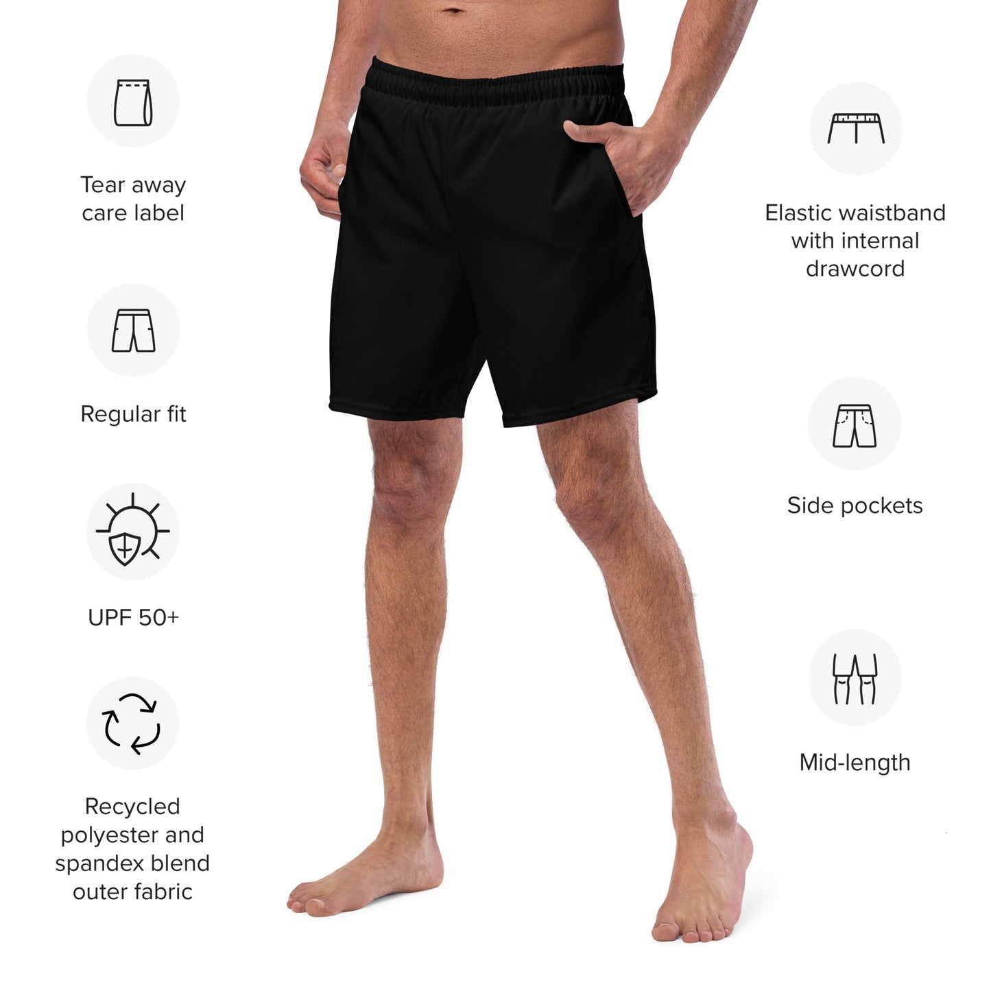 iSAW Mens Black Swim Trunks - iSAW Company