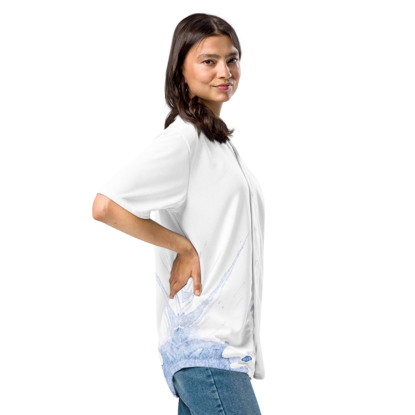 Watercolour Blue Splash - Unisex Baseball Jersey - iSAW Company