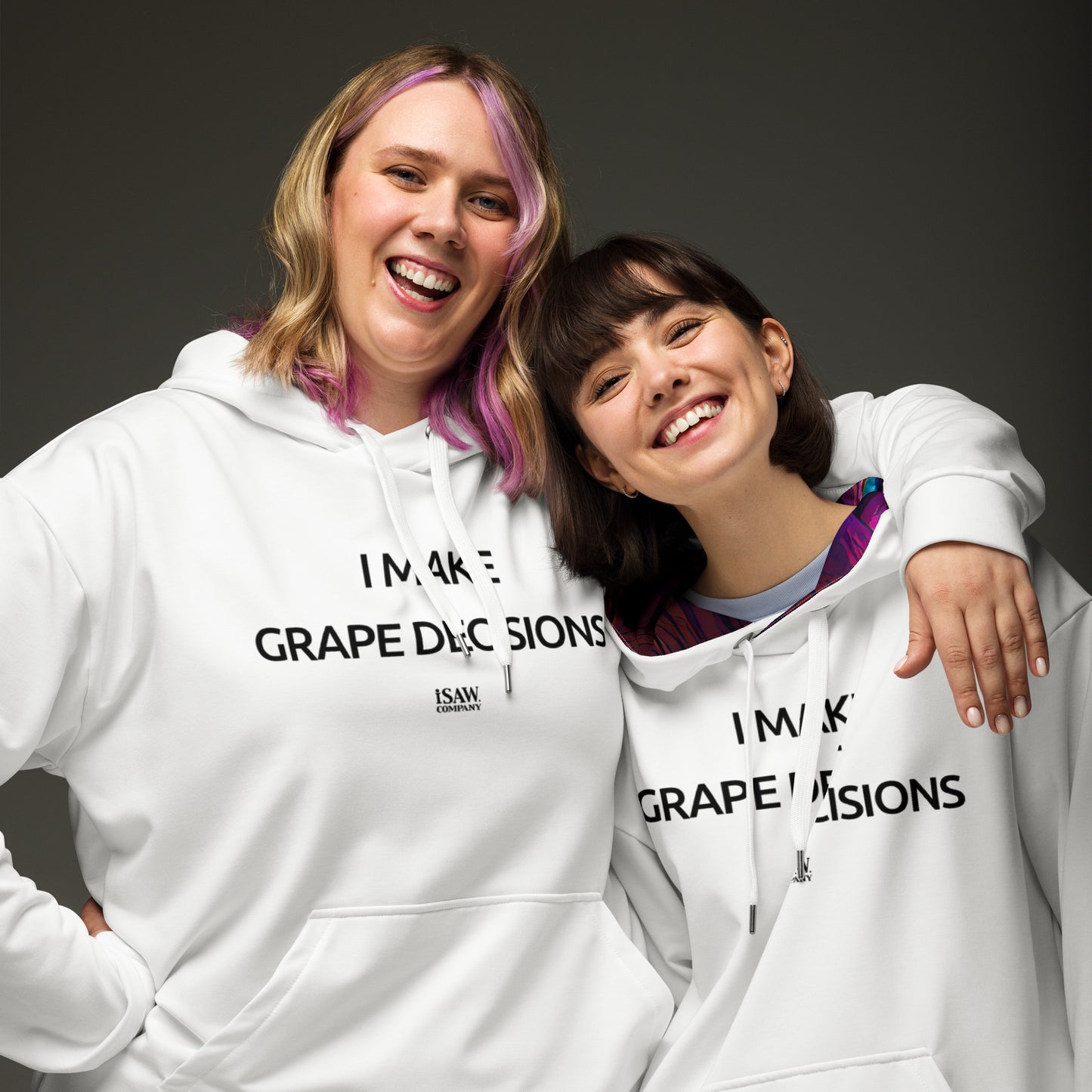 I Make Grape Decisions - Womens White Hoodie - iSAW Company