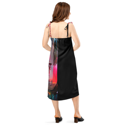 Half Black Half Báijiǔ - Womens Tie - Strap Chiffon Slip Dress - iSAW Company