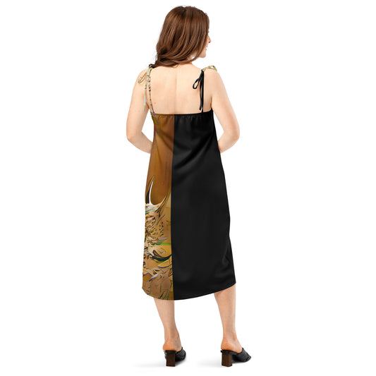 Half Black Half Gāolàng - Womens Tie - Strap Chiffon Slip Dress - iSAW Company