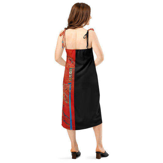Half Black Half Hónghǎi - Womens Tie - Strap Chiffon Slip Dress - iSAW Company